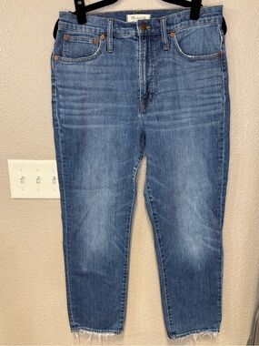 Madewell The Perfect Vintage Crop Jean Raw Hem High Rise Denim Size 30